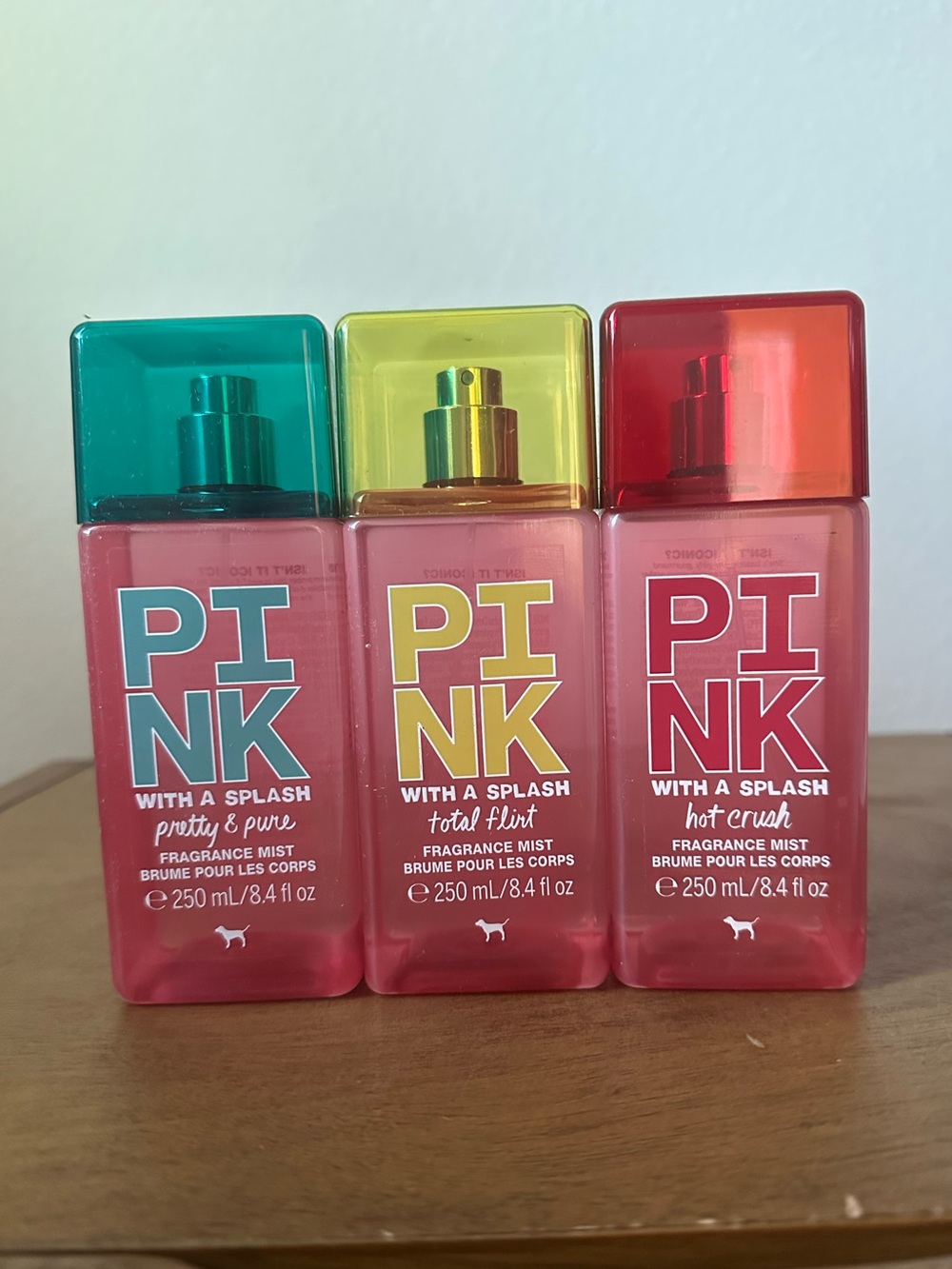 X3 Victoria's Secret PINK Hot crush, pretty and pure, total flirt Mist NEW